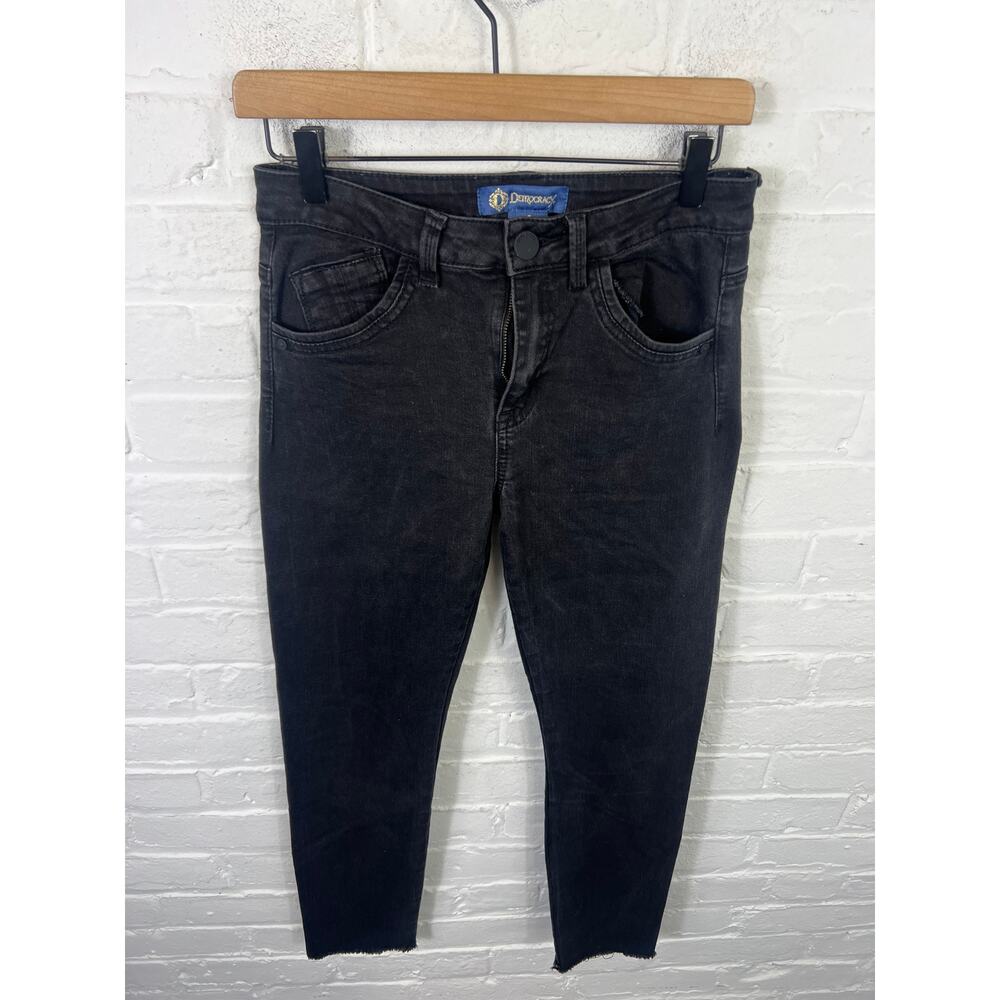 Democracy Women's High Rise Skinny Jeans Raw Hem Denim Black Size 2